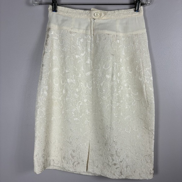 Nolan Miller 8 Ivory Cream Two Piece Pencil Skirt Strap Top Bridal Set VTG - Picture 5 of 13